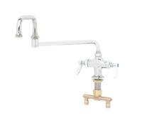 T&S Brass B-0250-Brass - Rubinetto doppio da dispensa, con base a foro singolo, spalmatore da 10,2 cm e maniglie in ottone