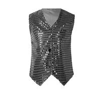 T Shirt 146 Ragazzi Ragazzi Casual Paillettes Glitter Costume Festa Carnevale Vestito Gilet Senza Maniche Top Camera dei Ragazzi Ragazzi, Nero , 10-12 Anni