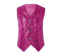 T Shirt 146 Ragazzi Ragazzi Casual Paillettes Glitter Costume Festa Carnevale Vestito Gilet Senza Maniche Top Camera dei Ragazzi Ragazzi, rosa intenso, 4-5 Anni