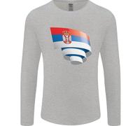 T-Shirt A Manica Lunga Con Bandiera Curva Di Serbia Per Il Giorno Della Serbia