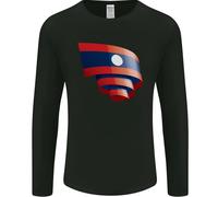 T-Shirt A Manica Lunga Con Bandiera Del Laos Arricciata Per Il Giorno Del Calcio