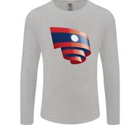 T-Shirt A Manica Lunga Con Bandiera Del Laos Arricciata Per Il Giorno Del Calcio