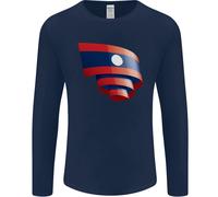 T-Shirt A Manica Lunga Con Bandiera Del Laos Arricciata Per Il Giorno Del Calcio