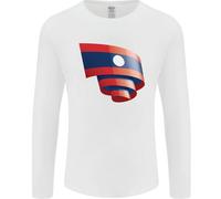 T-Shirt A Manica Lunga Con Bandiera Del Laos Arricciata Per Il Giorno Del Calcio