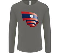 T-Shirt A Manica Lunga Con Bandiera Del Laos Arricciata Per Il Giorno Del Calcio