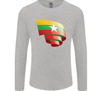 T-Shirt A Manica Lunga Con Bandiera Del Myanmar Curva E Calcio Burmense
