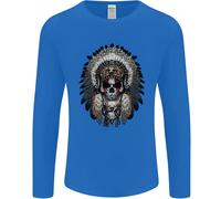 T-Shirt A Manica Lunga Con Copricapo Di Teschio Indiano Nativo Americano