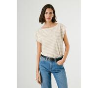 T-shirt a maniche corte a righe Beige XS Tinta unita
