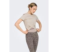 T-shirt a maniche corte con drappeggio Beige S Tinta unita