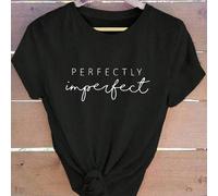 T-shirt a maniche corte con grafica a lettere "PERFETTAMENTE Imperfetto", magliette grafiche da donna L,M,S,XL,XXLTessuto