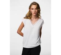 T-shirt a maniche corte con scollo a V Bianco M Tinta unita