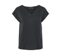 Pieces - PCKAMALA LACE V-NECK TEE JRS FC BC Nero - Abbigliamento XS Nero