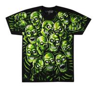 T-Shirt a Maniche Corte con Teschio Blu Liquido - Nero - Small