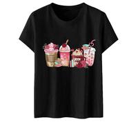 T-shirt a maniche corte da donna stampata bevande e libri con rose e cuori testo libro amore sul motivo T shirt donna girocollo alto dritto top casual per lettore regalo compleanno festa