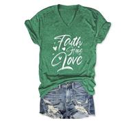 T-shirt a maniche corte da donna stampata testo tipografico e cuoricini sulla parte anteriore T Shirt da donna con scollo a V T-shirt oversize casual top estivo per quotidiano sport casual outlet