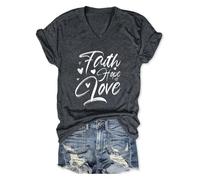 T-shirt a maniche corte da donna stampata testo tipografico e cuoricini sulla parte anteriore T Shirt da donna con scollo a V T-shirt oversize casual top estivo per quotidiano sport casual outlet