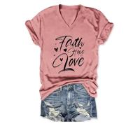 T-shirt a maniche corte da donna stampata testo tipografico e cuoricini sulla parte anteriore T Shirt da donna con scollo a V T-shirt oversize casual top estivo per quotidiano sport casual outlet
