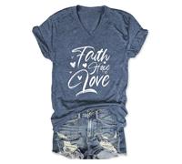 T-shirt a maniche corte da donna stampata testo tipografico e cuoricini sulla parte anteriore T Shirt da donna con scollo a V T-shirt oversize casual top estivo per quotidiano sport casual outlet
