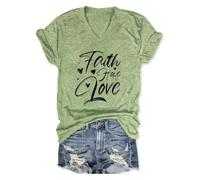 T-shirt a maniche corte da donna stampata testo tipografico e cuoricini sulla parte anteriore T Shirt da donna con scollo a V T-shirt oversize casual top estivo per quotidiano sport casual outlet