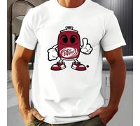 T-shirt a maniche corte da uomo con motivo a cartoni animati Dr Pepper, 220 g/m², casual, girocollo, in puro cotone (1 pezzo) Maglietta da uomo a maniche corte con scollo tondo, casual, stampata, como