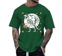 T-shirt a maniche corte da uomo con stampa zucca e dinosauro cartone animato per Halloween da uomo, taglia grande, maglietta da donna, stile Oversize, scheletro, costume di Halloween, maglietta, #01