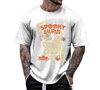 T-shirt a maniche corte da uomo stampata zucca e dinosauro cartone animato per Halloween da uomo, maglietta di grandi dimensioni, costume di Halloween, costume scheletro maglietta a T Shirt Oversize
