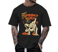 T-shirt a maniche corte da uomo stampata zucca e dinosauro cartone animato per Halloween da uomo, maglietta di grandi dimensioni, costume di Halloween, costume scheletro maglietta a T Shirt Oversize
