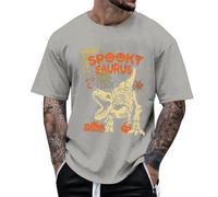 T-shirt a maniche corte da uomo stampata zucca e dinosauro cartone animato per Halloween da uomo, maglietta di grandi dimensioni, costume di Halloween, costume scheletro maglietta a T Shirt Oversize