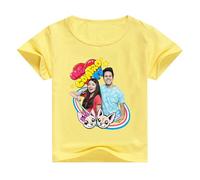 T-Shirt a Maniche Corte per Bambini con Un Simpatico Top Stampato per Bambini da 3 a 13 Anni,Giallo,140cm