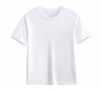T-shirt a maniche corte per bambini e ragazze, girocollo, tinta unita, per adolescenti, scuola, casual, per attività all'aperto, bianco, 6-7 Anni