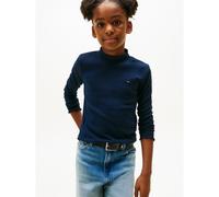 T-shirt a maniche lunghe a costine con collo alto Blu 16 anni - 162 cm Tinta unita