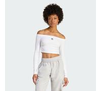 T-shirt a maniche lunghe a costine Essentials Rib Off Shoulder White 2XS