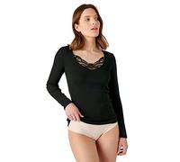 T-Shirt a Maniche Lunghe a Costine in Guipure Thermolactyl Nero M