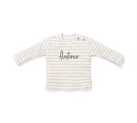 T-shirt a maniche lunghe a righe sabbia e bianco per neonati e bambini – 74