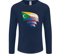 T-Shirt A Maniche Lunghe Con Bandiera Comoriana Arricciata Del Giorno Comoriano