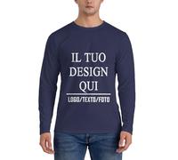 T-Shirt a Maniche Lunghe Personalizzato - Crea Il Tuo Design Quadro con Foto e/o Testo - T Shirt Personalizzata per Uomo e Donna - Aggiungi la Tua Immagine Divertente - Maglietta Ideale per Coppie.
