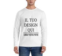 T-Shirt a Maniche Lunghe Personalizzato - Crea Il Tuo Design Quadro con Foto e/o Testo - T Shirt Personalizzata per Uomo e Donna - Aggiungi la Tua Immagine Divertente - Maglietta Ideale per Coppie.