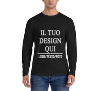 T-Shirt a Maniche Lunghe Personalizzato - Crea Il Tuo Design Quadro con Foto e/o Testo - T Shirt Personalizzata per Uomo e Donna - Aggiungi la Tua Immagine Divertente - Maglietta Ideale per Coppie.