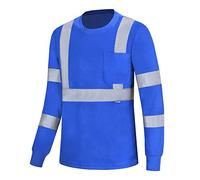 t Shirt a Maniche Lunghe Tecnica da Lavoro Maglietta Alta visibilità Blu