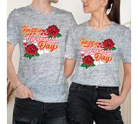 T-shirt abbinate Happy Valentine's Day Roses Love Goals coppia #VD