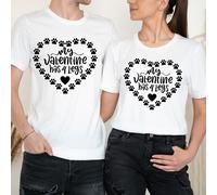 T-shirt abbinate My Valentine Has 4 Legs Happy Valentine's Day Couple #VD