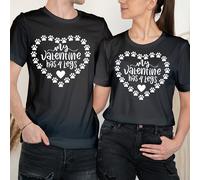 T-shirt abbinate My Valentine Has 4 Legs Happy Valentine's Day Couple #VD