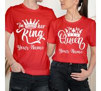 T-shirt abbinate personalizzate King Queen Happy Valentine's Day coppia #VD
