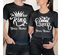T-shirt abbinate personalizzate King Queen Happy Valentine's Day coppia #VD