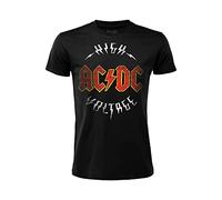 T-Shirt AC/DC High Voltage Ufficiale AC DC Stampa Frontale Band Rock ACDC Cotone Nera Taglie da Bambino. (12-13 Anni)
