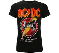 T-Shirt ACDC Uomo AC/DC AC DC Originale for Those About Rock Ufficiale Nera Maglia Maglietta Cannone Hard Rock (S)
