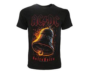 T-Shirt ACDC Uomo AC/DC AC DC Originale Hells Bells Ufficiale Nera Maglia Maglietta Campane Hard Rock (XS)