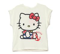 T-Shirt Adatta a Hello Kitty per Bambina, 100% Cotone, Maniche Corte (IT, età, 10 Anni, Regular, Bianco)