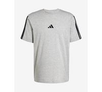 adidas Uomo Essentials Three Stripes Single Jersey Tee, Medium Grey Heather/Black, S