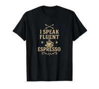 T-shirt al caffè I Speak Fluent Espresso per Barista Life Maglietta